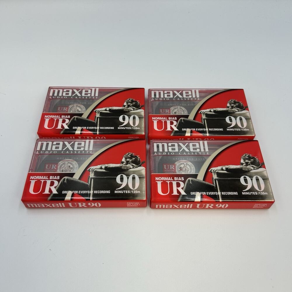 Lot Of 4 Maxwell UR 90 Minute Blank Audio Cassette Tapes Normal Bias NEW Sealed